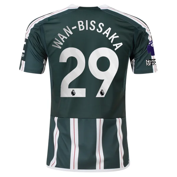 adidas Manchester United Aaron Wan-Bissaka Away Jersey w/ EPL + No Room For Racism Patches 23/24 (Green Night/Core White)