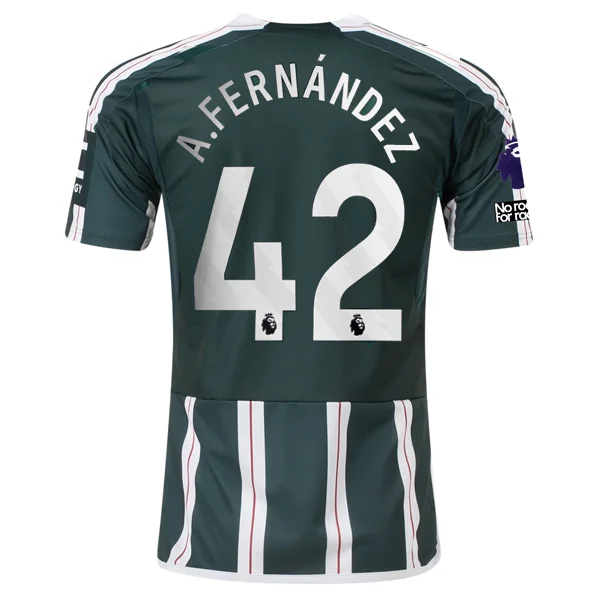 adidas Manchester United Álvaro Fernández Away Jersey w/ EPL + No Room For Racism Patches 23/24 (Green Night/Core White)