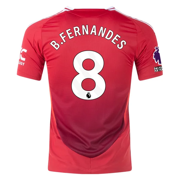 adidas Manchester United Authentic Bruno Ferandes Home Jersey w/ EPL + No Room For Racism Patches 24/25 (MUFC Red/Bright Red)