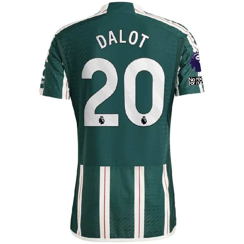 adidas Manchester United Authentic Diogo Dalot Away Jersey w/ EPL + No Room For Racism Patches 23/24 (Green Night/Core White/Active Maroon)