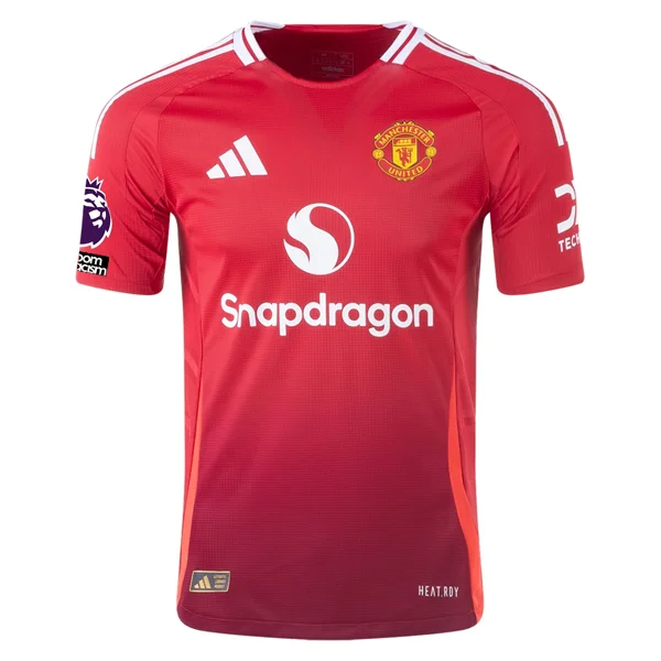 adidas Manchester United Authentic Home Jersey w/ EPL + No Room For Racism Patches 24/25 (MUFC Red/Bright Red)