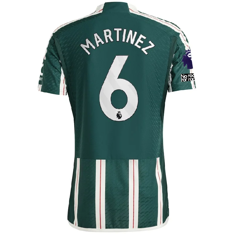 adidas Manchester United Authentic Lisandro Martinez Away Jersey w/ EPL + No Room For Racism Patches 23/24 (Green Night/Core White/Active Maroon)