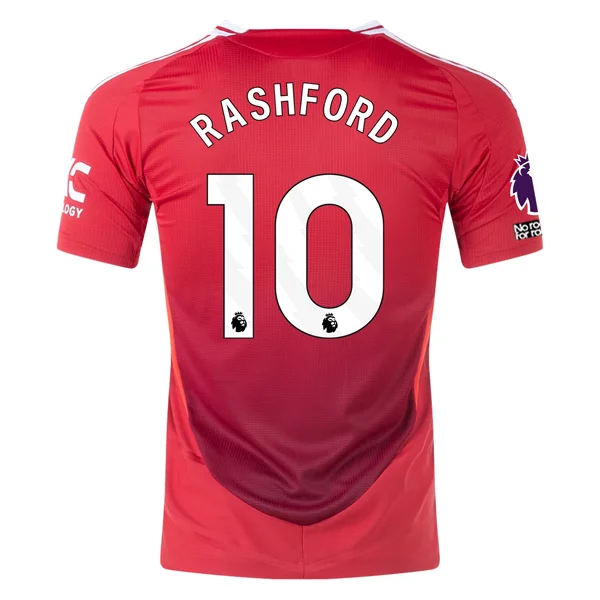 adidas Manchester United Authentic Marcus Rashford Home Jersey w/ EPL + No Room For Racism Patches 24/25 (MUFC Red/Bright Red)