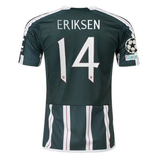 adidas Manchester United Christian Eriksen Away Jersey w/ Champions League Patches 23/24 (Green Night/Core White)