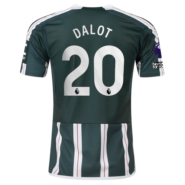 adidas Manchester United Diogo Dalot Away Jersey w/ EPL + No Room For Racism Patches 23/24 (Green Night/Core White)