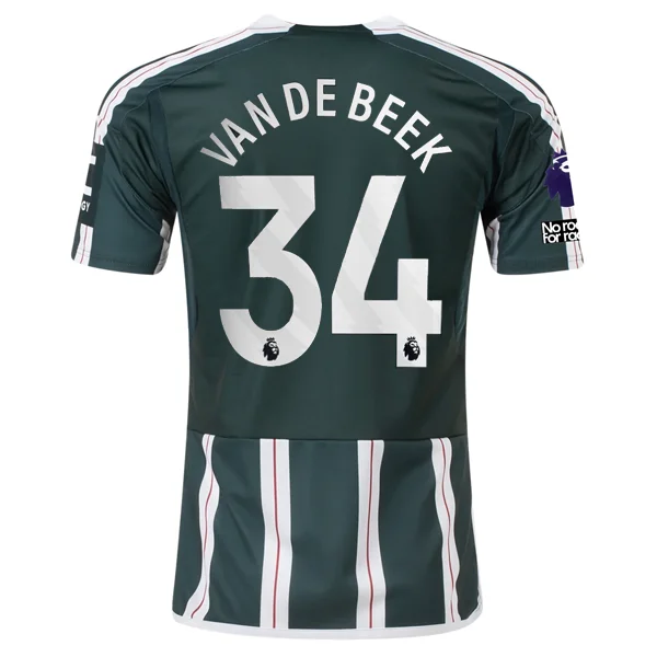 adidas Manchester United Donny Van de Beek Away Jersey w/ EPL + No Room For Racism Patches 23/24 (Green Night/Core White)