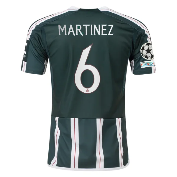 adidas Manchester United Lisandro Martinez Away Jersey w/ Champions League Patches 23/24 (Green Night/Core White)