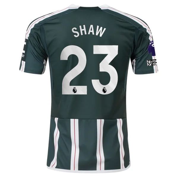 adidas Manchester United Luke Shaw Away Jersey w/ EPL + No Room For Racism Patches 23/24 (Green Night/Core White)