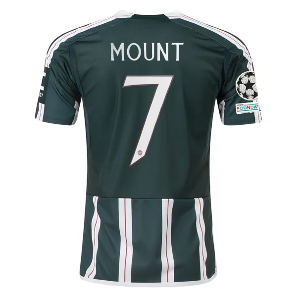 adidas Manchester United Mason Mount Away Jersey w/ Champions League Patches 23/24 (Green Night/Core White)