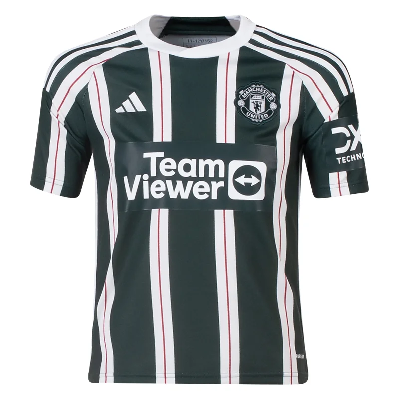 adidas Youth Manchester United Away Jersey 23/24 (Green Night/Core White/Active Maroon)