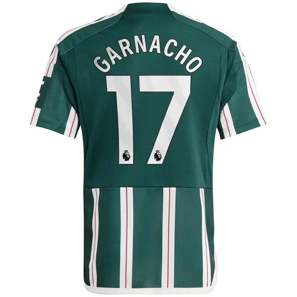 adidas Youth Manchester United Alejandro Garnacho Away Jersey 23/24 (Green Night/Core White/Active Maroon)