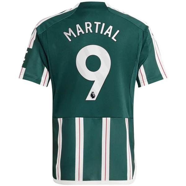 adidas Youth Manchester United Anthony Martial Away Jersey 23/24 (Green Night/Core White/Active Maroon)