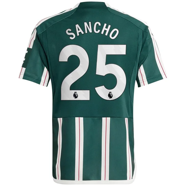 adidas Youth Manchester United Jadon Sancho Away Jersey 23/24 (Green Night/Core White/Active Maroon)