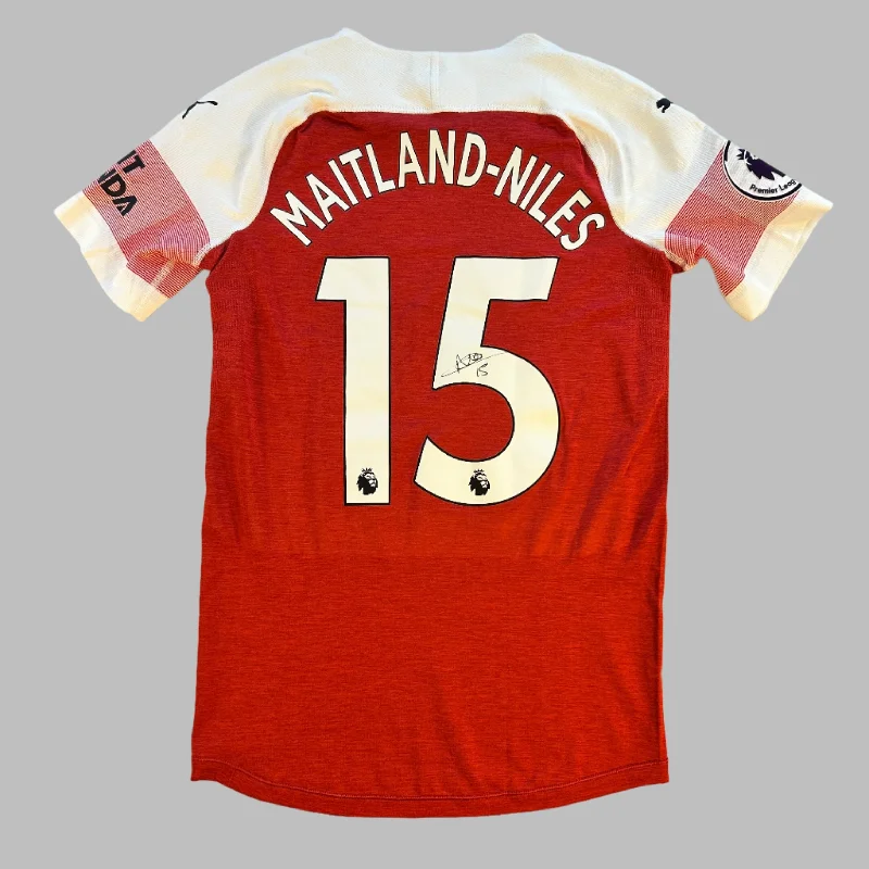 Arsenal 2018/2019 Match Issued Poppy Home Shirt - Signed - Maitland Niles 15