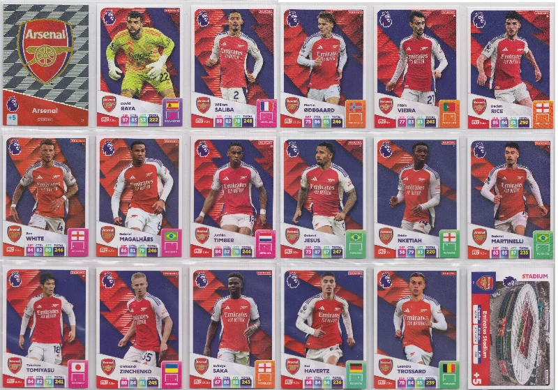 ARSENAL - KOMPLETT LAGSETT - PANINI ADRENALYN XL PREMIER LEAGUE 2024/25