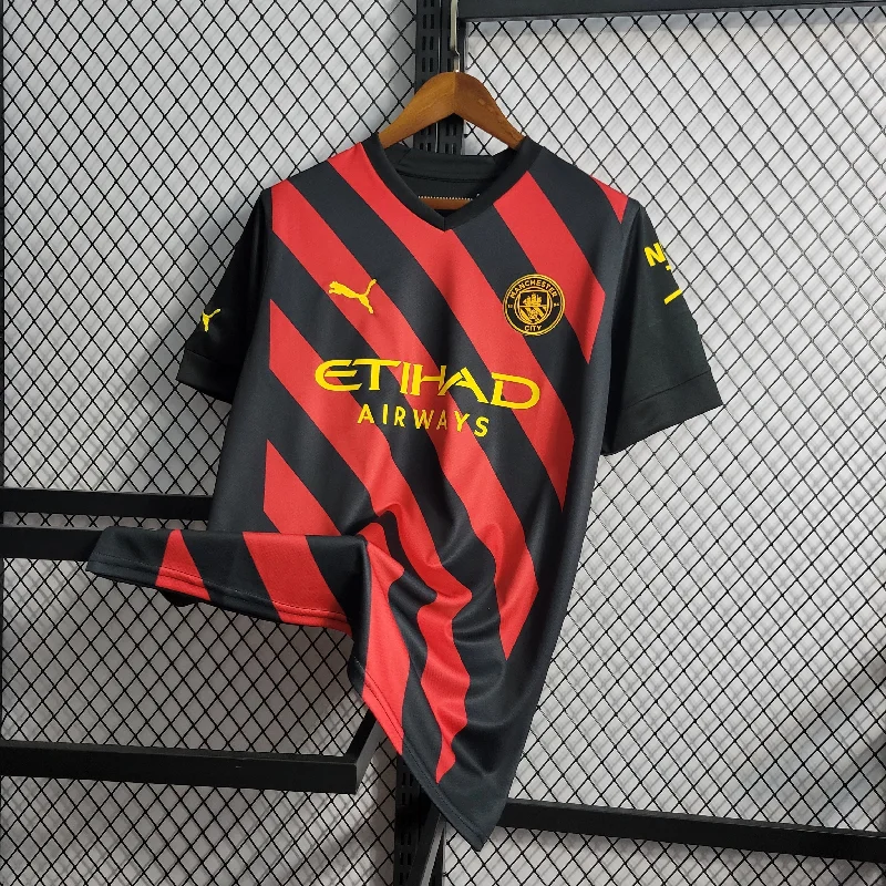 CAMISA DO MANCHESTER CITY 22/23 PRETO E VERMELHO