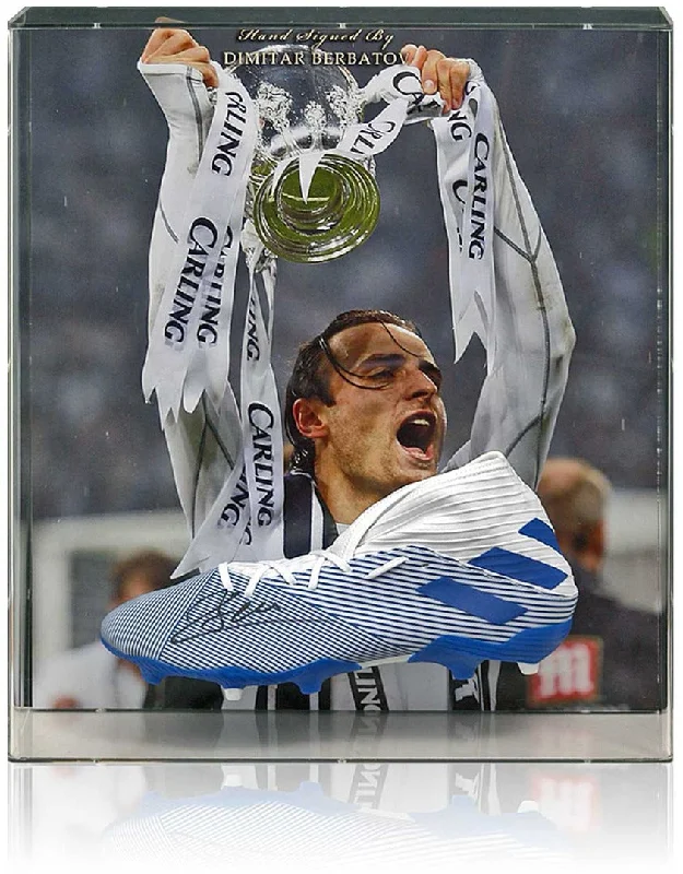 Dimitar Berbatov Hand Signed Football Boot Tottenham Hotspur Display AFTAL COA