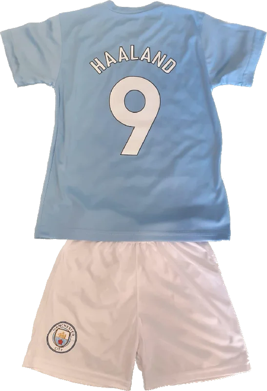 Kit Manchester City Junior 2023/24 Haaland Bleu