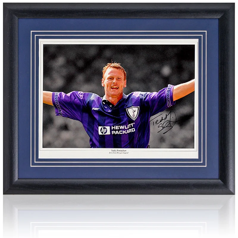 Teddy Sheringham Hand Signed 16x12" Tottenham Hotspur Framed Photograph COA