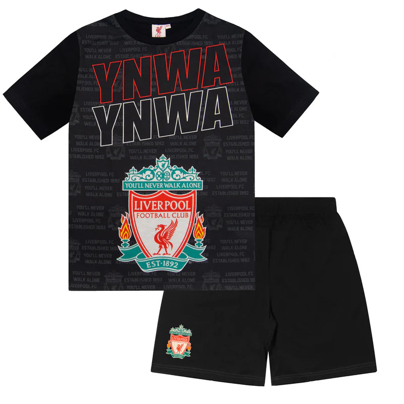 Liverpool FC Official YNWA Boys Shorts & Tee Pyjama Set