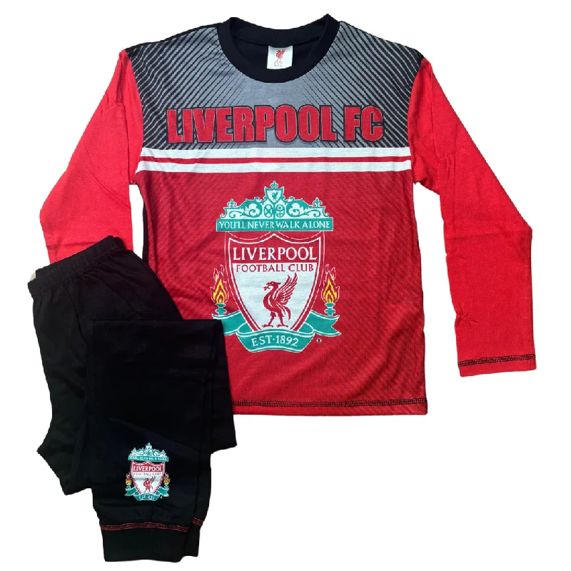 Liverpool Official Big Crest Pyjamas Black/Red