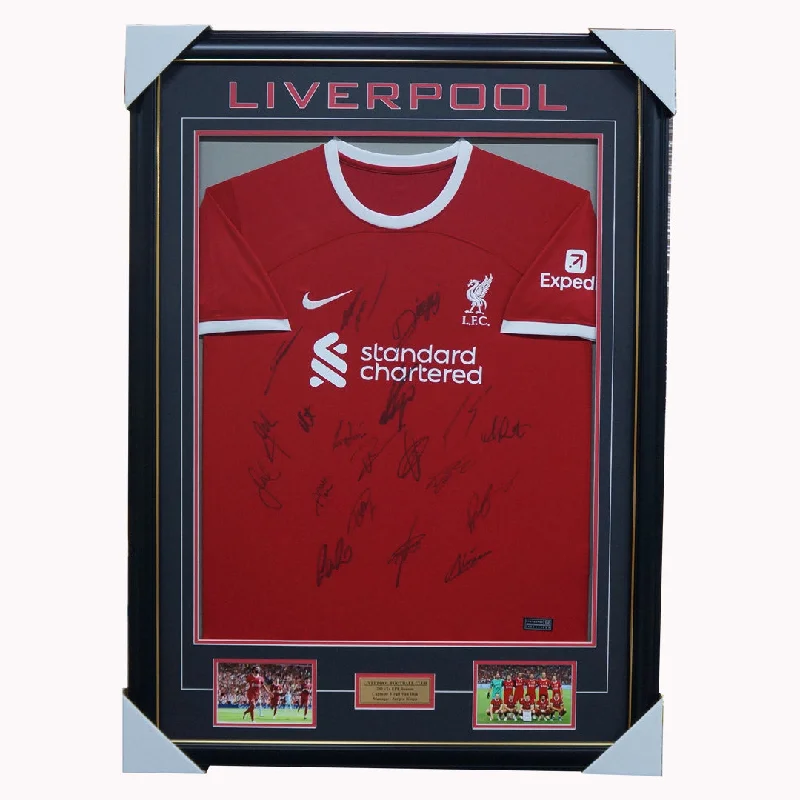 Liverpool Signed 2023/24 Team Jersey Framed Salah VVD - 5701