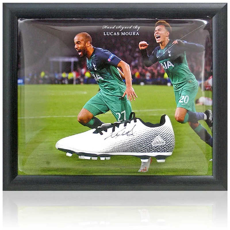 Lucas Moura Hand Signed Tottenham Hotspur Football Boot Dome Display AFTAL COA