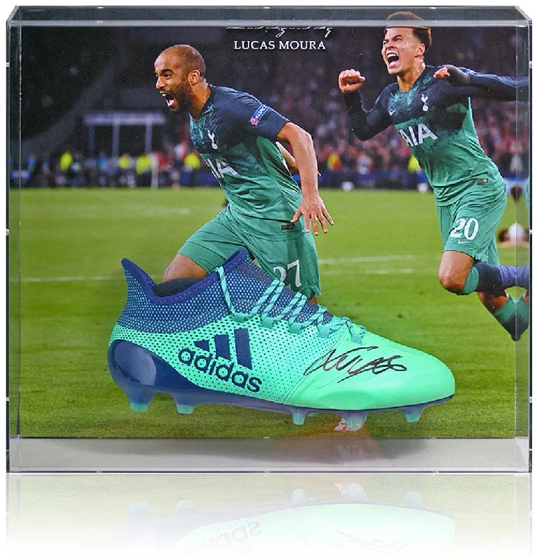 Lucas Moura Tottenham Hotspur Hand Signed Football Boot Presentation COA