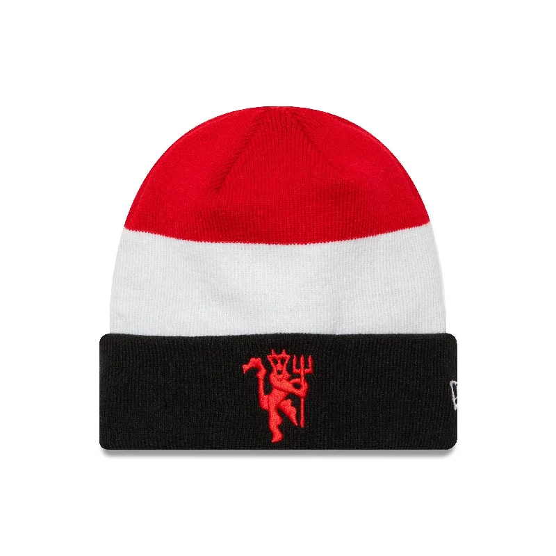 Manchester United FC Flag Black Cuff Knit Beanie Hat