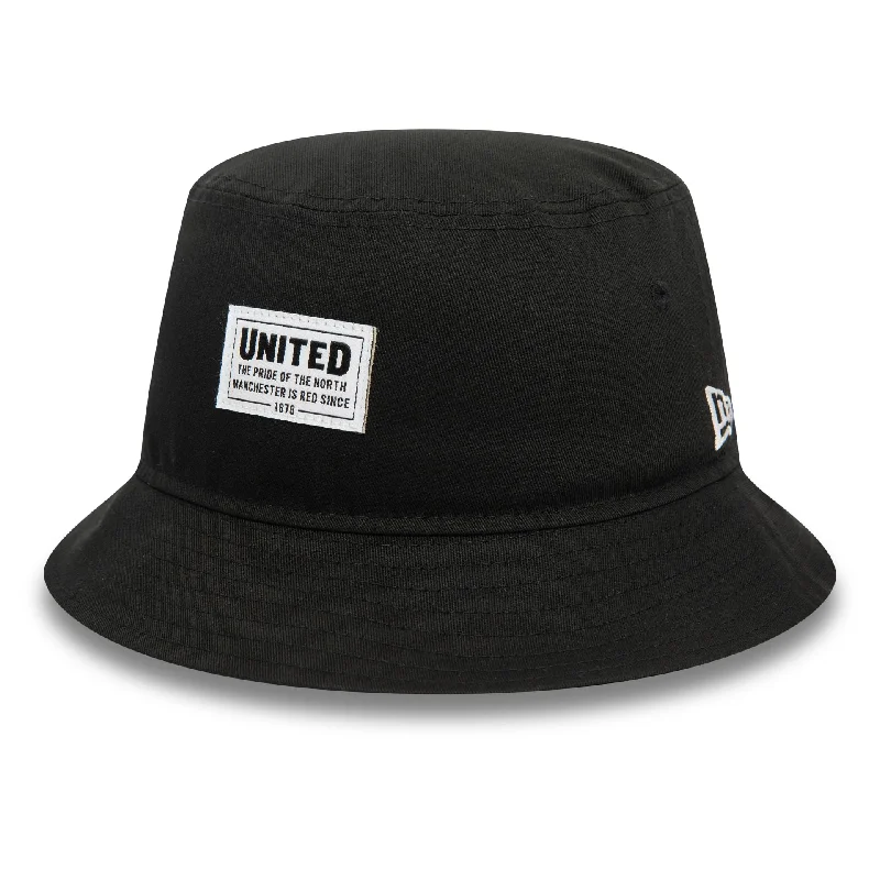 Manchester United FC Stitch Patch Black Bucket Hat