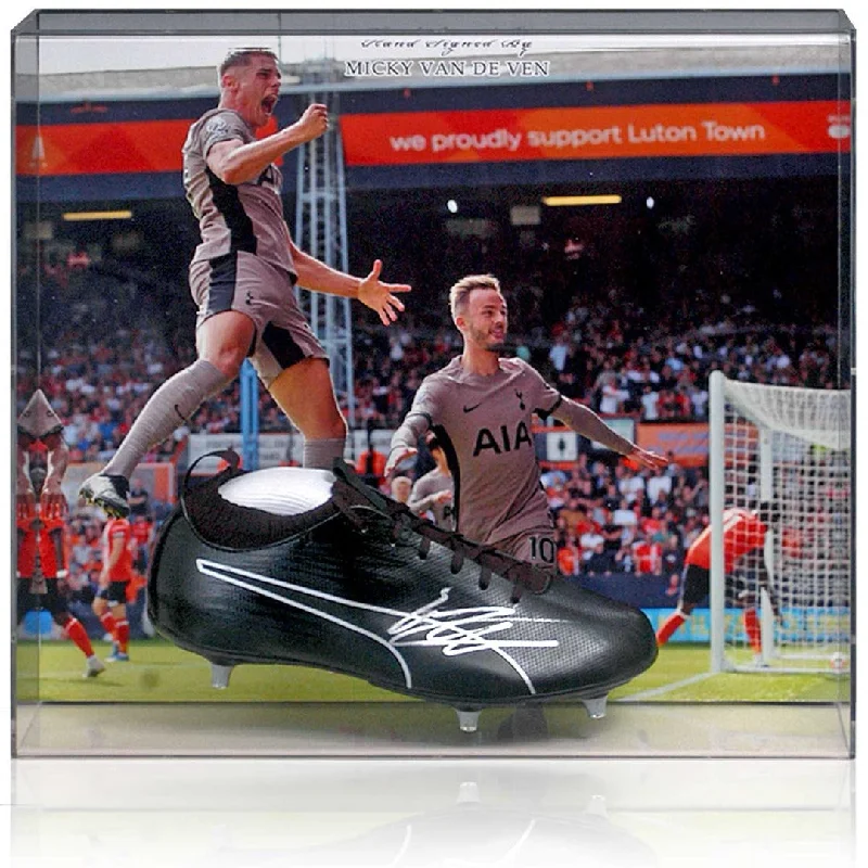 Micky van de Ven Tottenham Hotspur Hand Signed Football Boot Presentation COA