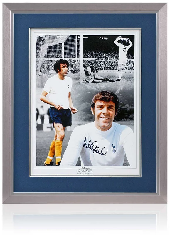 Mike England Tottenham Hotspur Legend Hand Signed 16x12'' Montage COA