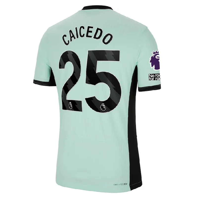 Nike Chelsea Authentic Moises Caicedo Match Vaporknit Third Jersey w/ EPL + No Room For Racism Patches 23/24 (Mint Foam/Black)