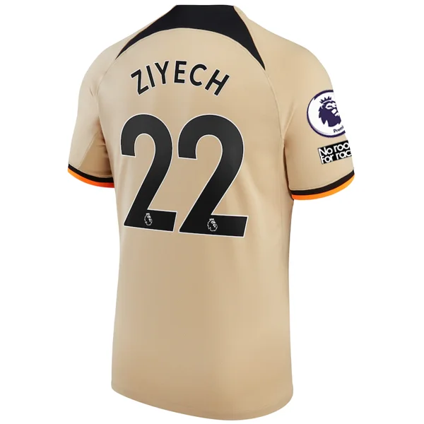 Nike Chelsea Hakim Ziyech Third Jersey w/ EPL + No Room For Racism + Club World Cup Patches 22/23 (Sesame/Black)