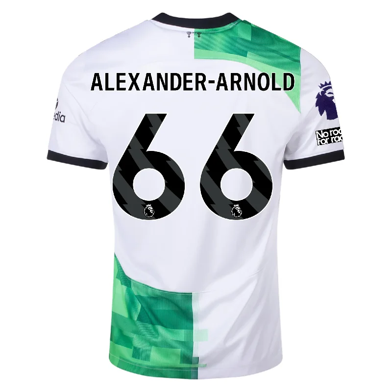 Nike Liverpool Away Trent Alexander-Arnold Jersey w/ EPL + No Room For Racism Patches 23/24 (White/Green Spark)