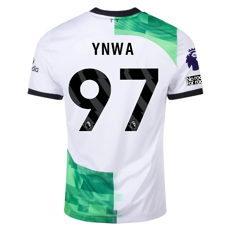 Nike Liverpool YNWA Away Jersey w/ EPL + No Room For Racism Patches 23/24 (White/Green Spark)