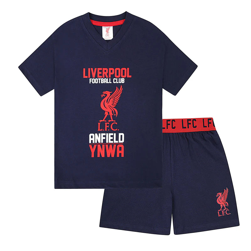 Liverpool FC Official YNWA Boys Shorts & Tee Pyjama Set