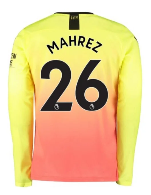 Riyad Mahrez Manchester City Long Sleeve 19/20 Third Jersey