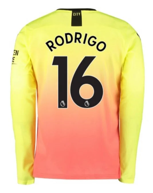 Rodrigo Hernandez Manchester City Long Sleeve 19/20 Third Jersey