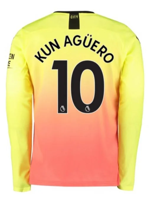 Sergio Kun Aguero Manchester City Long Sleeve 19/20 Third Jersey