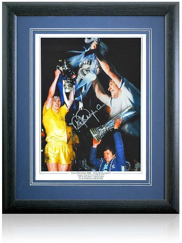 Steve Perryman Tottenham Hotspur Hand Signed 16x12'' Cups Winning Montage COA