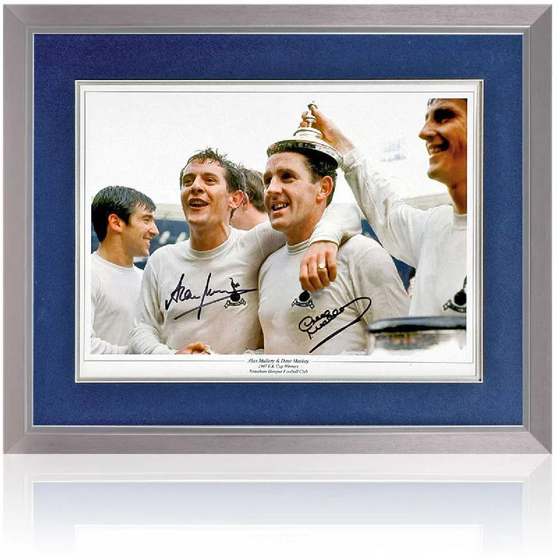 Mackay and Mullery Hand Signed Tottenham 1967 FA Cup 16x12" Photograph COA