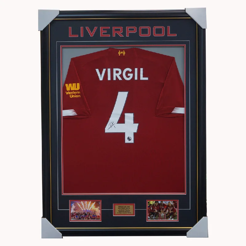 Virgil Van Dijk Signed Liverpool 2020 Epl Champions #4 Jersey Framed Private Signing - 4466